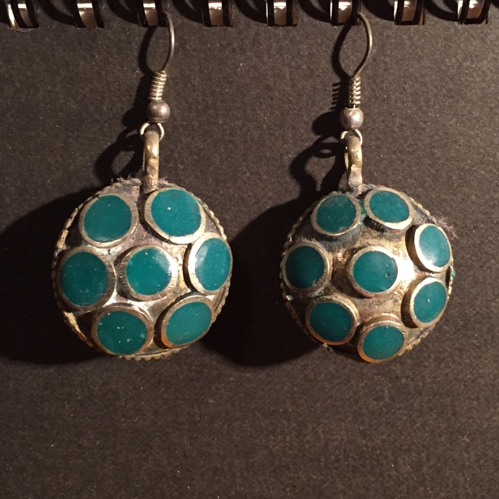 Vintage Afghani Turquoise Earrings